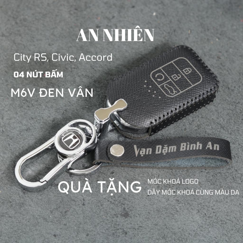 Bao da dành cho móc khoá bọc ốp chìa khoá xe ô tô City RS, Civic, Accord, da bò, nhiều màu khâu thủ công