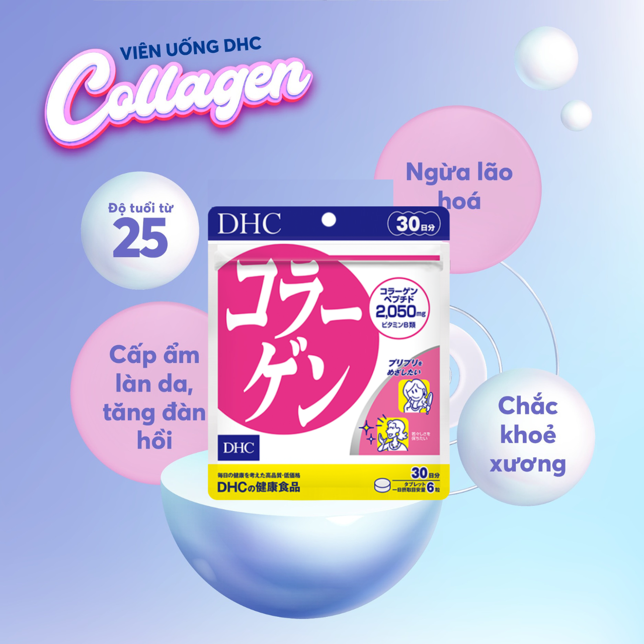 Collagen DHC Nhật tăng độ đàn hồi da, giảm nhăn da, bảo vệ khớp, cơ, xương - OZ Slim Store