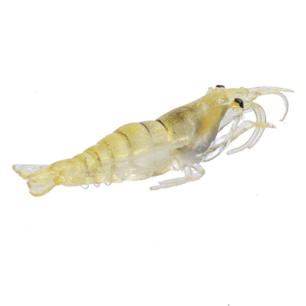 3-6pack 10 pcs Soft Prawn Shrimp Lure Baits Simulation Fishing Lures Yellow