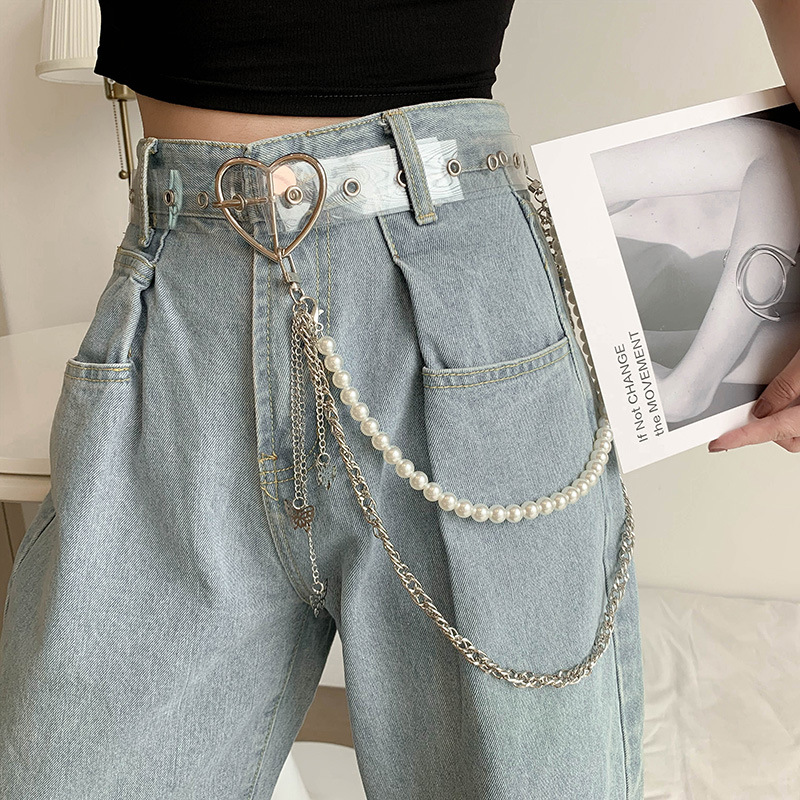 Chuỗi dây xích đeo thắt lưng đeo cạp quần mix tua rua cánh bướm và ngọc trai ấn tượng độc lạ handmade phong cách riêng