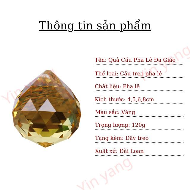 Quả Cầu Treo Pha Lê Phong Thủy Đa Giác Màu Vàng cao cấp, chất lượng