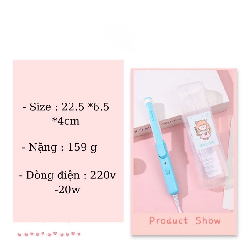 Máy Uốn Tóc Xoăn Mini, Uốn Mái, Làm Xoăn Hippie, Xoăn Sóng Tại Nhà Cute