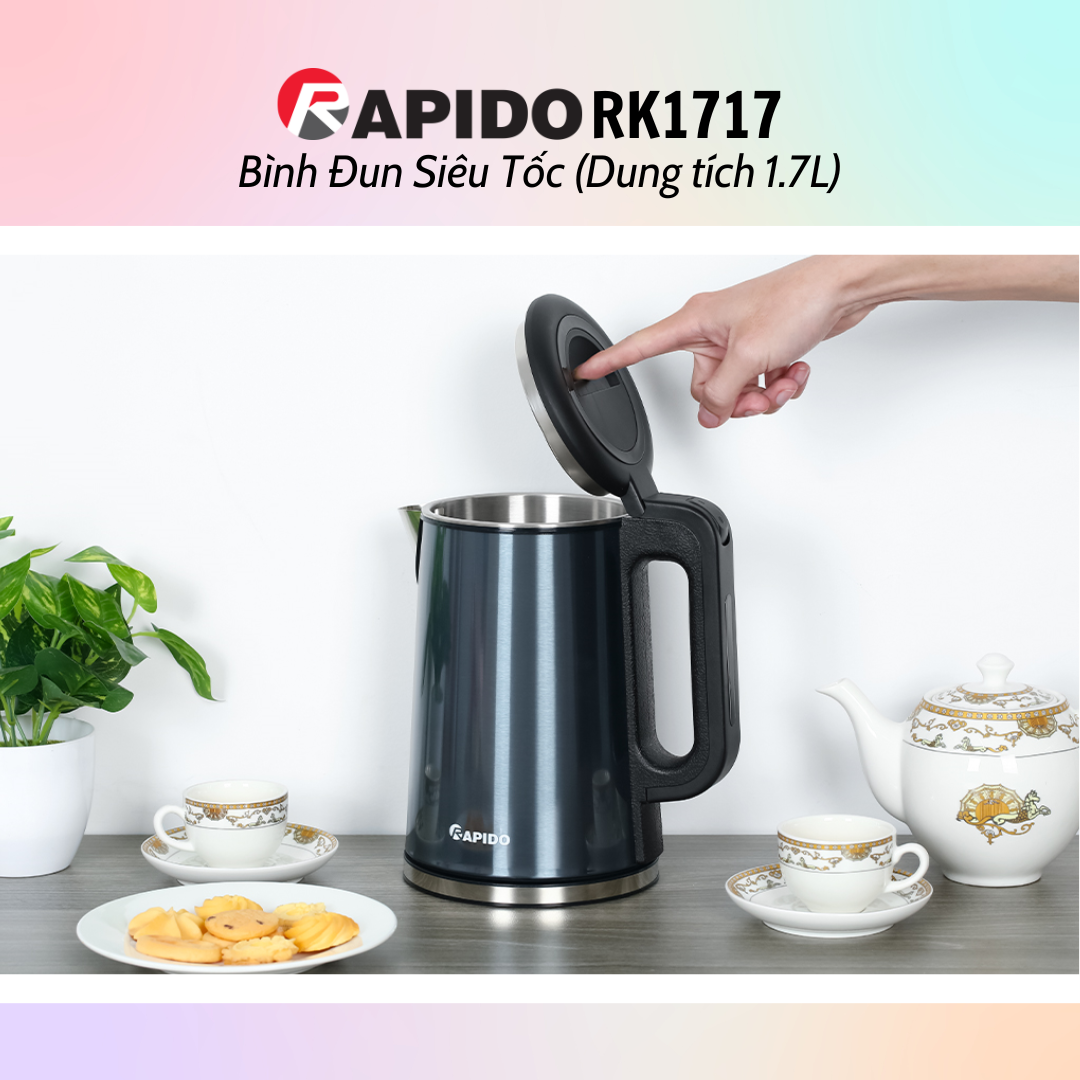 Bình đun siêu tốc thủy tinh Rapido RK1818 (1.8L) - Bình đun siêu tốc RK1717 (1.7L) - Hàng chính hãng