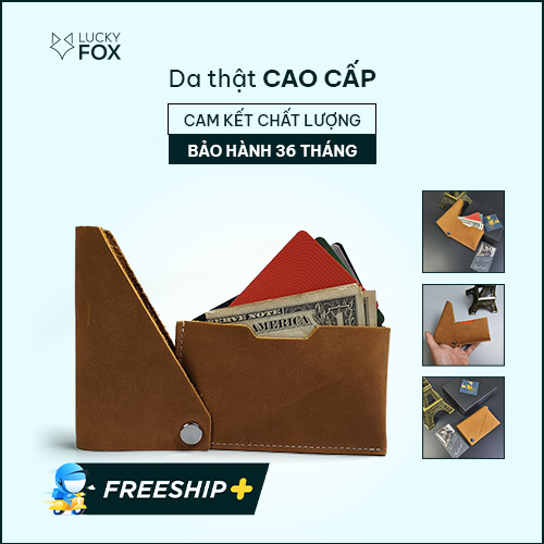 Ví card da bò sáp MN119 - 100% da bò thật, BH 3 năm