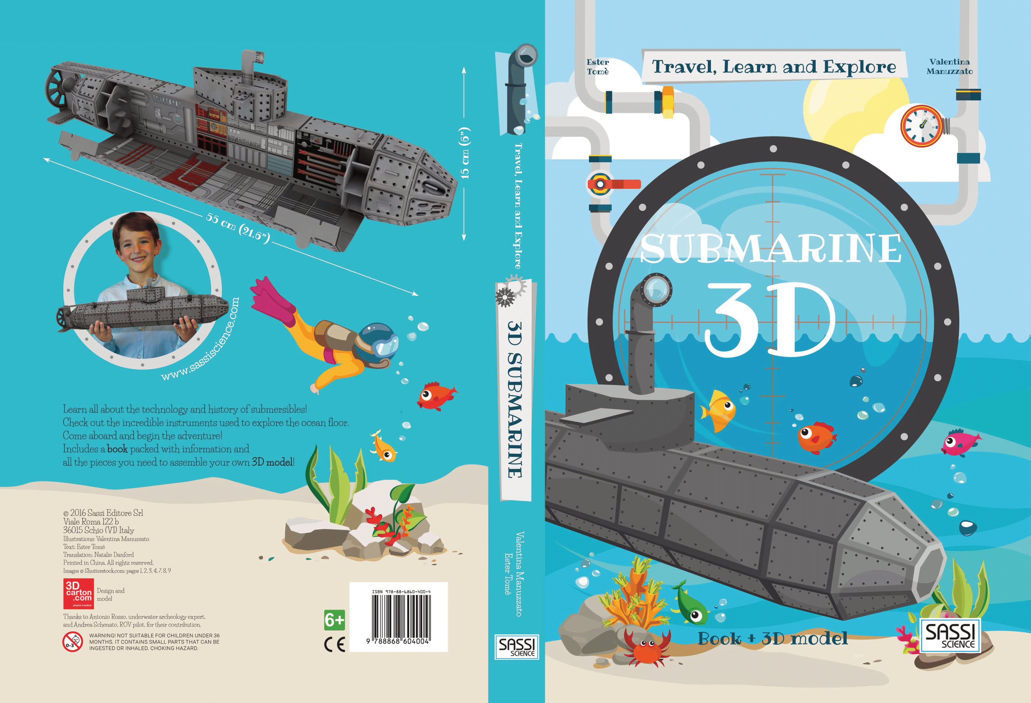 BỘ LĂP RÁP MÔ HÌNH GIẤY 3D TẦU NGẦM CỦA HÃNG SASSI JUNIOR 3D MODELING SUBMARINE