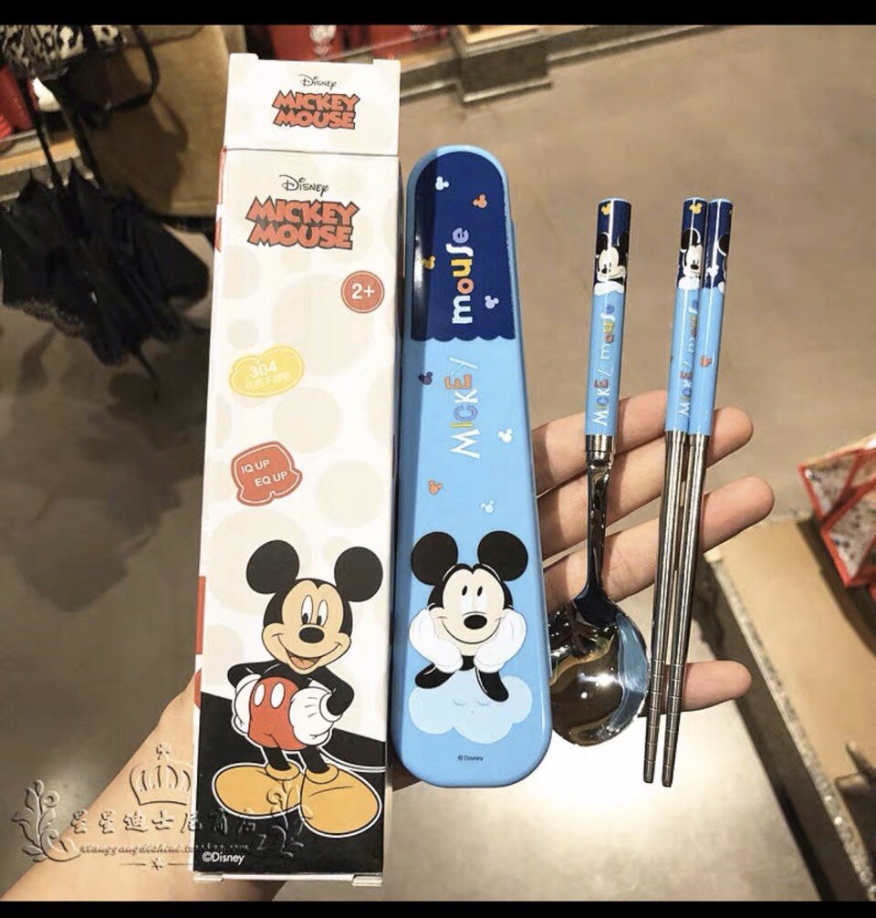 Set muỗng đũa inox hình Mickey siêu cute cho bé trai - PDM2018X