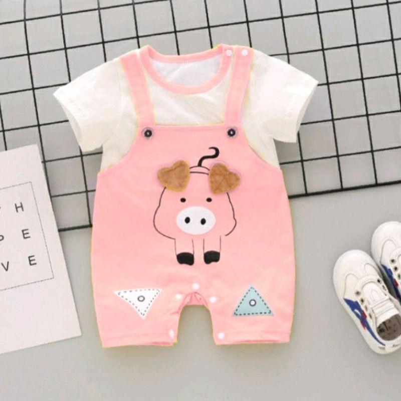 Bộ body yếm ngắn tay bodysuit cho bé trai bé gái sơ sinh từ 3-12kg