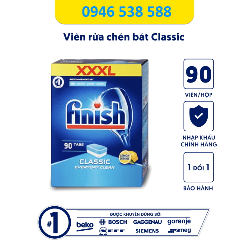 Viên rửa bát Finish Classic 77 viên/ hộp - Hương Chanh