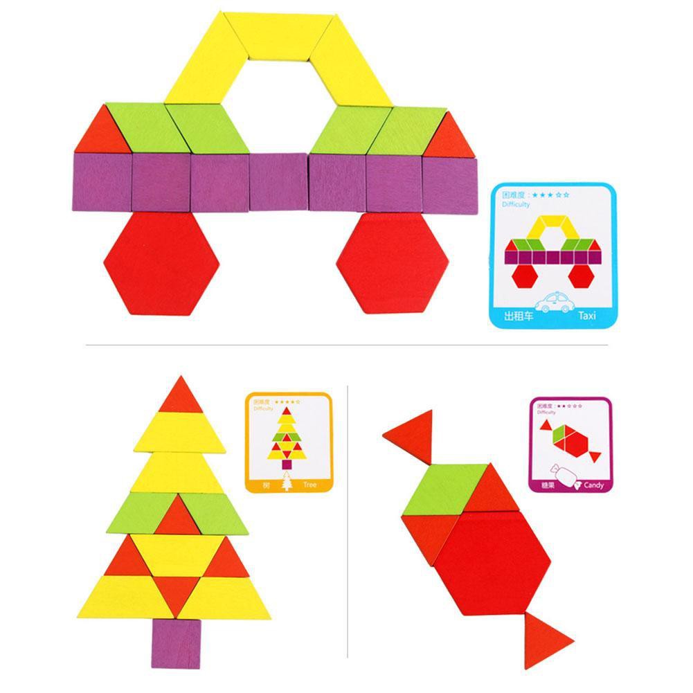 Bộ ghép hình Pattern Block chất liệu gỗ 155 chi tiết- Đồ chơi giáo dục an toàn cho bé từ 3 tuổi phát triển trí tuệ, tư duy sáng tạo