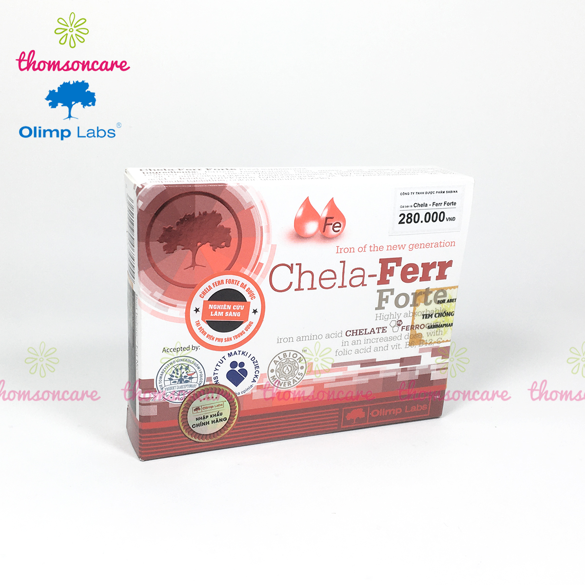 Chela Ferr Forte - Bổ sung sắt hữu cơ, Acid Folic cho bà bầu, người thiếu máu - Dễ hấp thụ, không gây táo bón - Nhập khẩu chính hãng