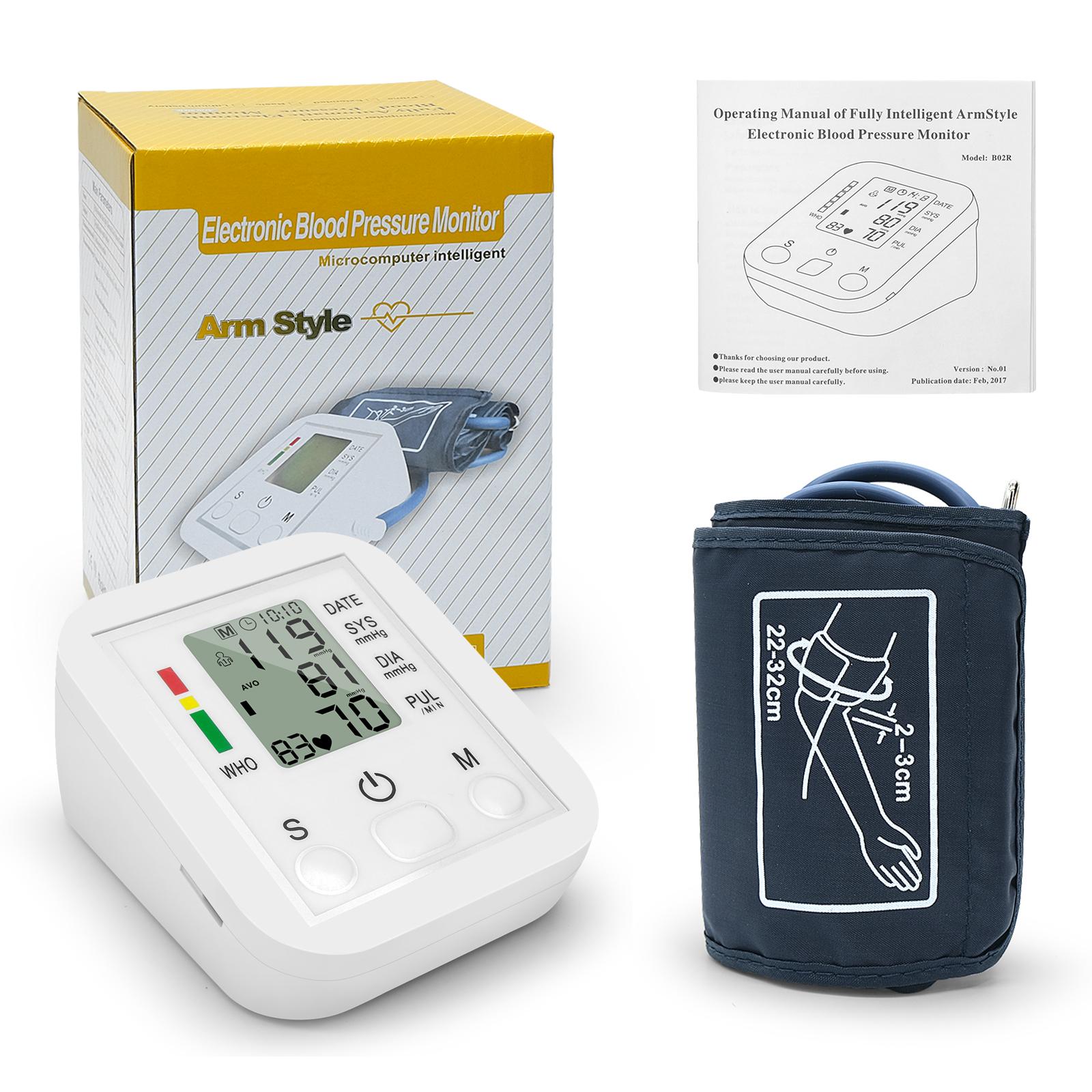 Blood Pressure Monitor Portable Household ArmBand Type Sphygmomanometer With LCD Display Accurate Measurement Data Storage Time Setting