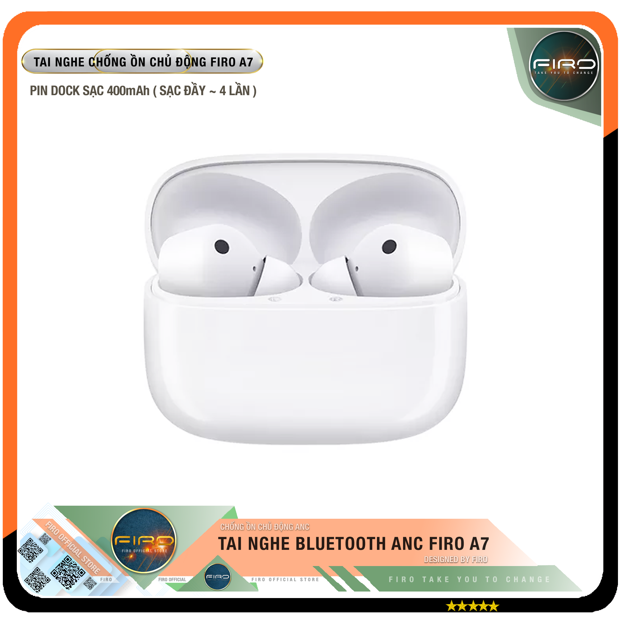 Tai Nghe Bluetooth Nhét Tai Không Dây FIRO Fi5 Pro2 - Pin Dock Sạc 300mAh - Bluetooth 5.3 - Tai Nghe FIRO Fi5 Pro2 Điều Khiển Cảm Ứng Thông Minh - Công Nghệ Kháng Nước IPX5 - Tai Nghe Không Dây FIRO Fi5 Pro2 - Phù Hợp Với Tất Cả Dòng Máy - Hàng Chính Hãng