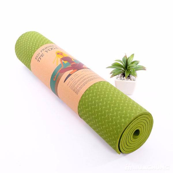 Thảm tập YOGA TPE 8mm 1 lớp màu xanh lá - tặng túi đựng thảm