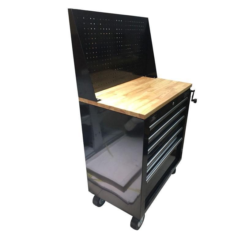 Tủ dụng cụ 5 ngăn kéo, mặt ván gỗ nâng hạ và vách lưới CSPS