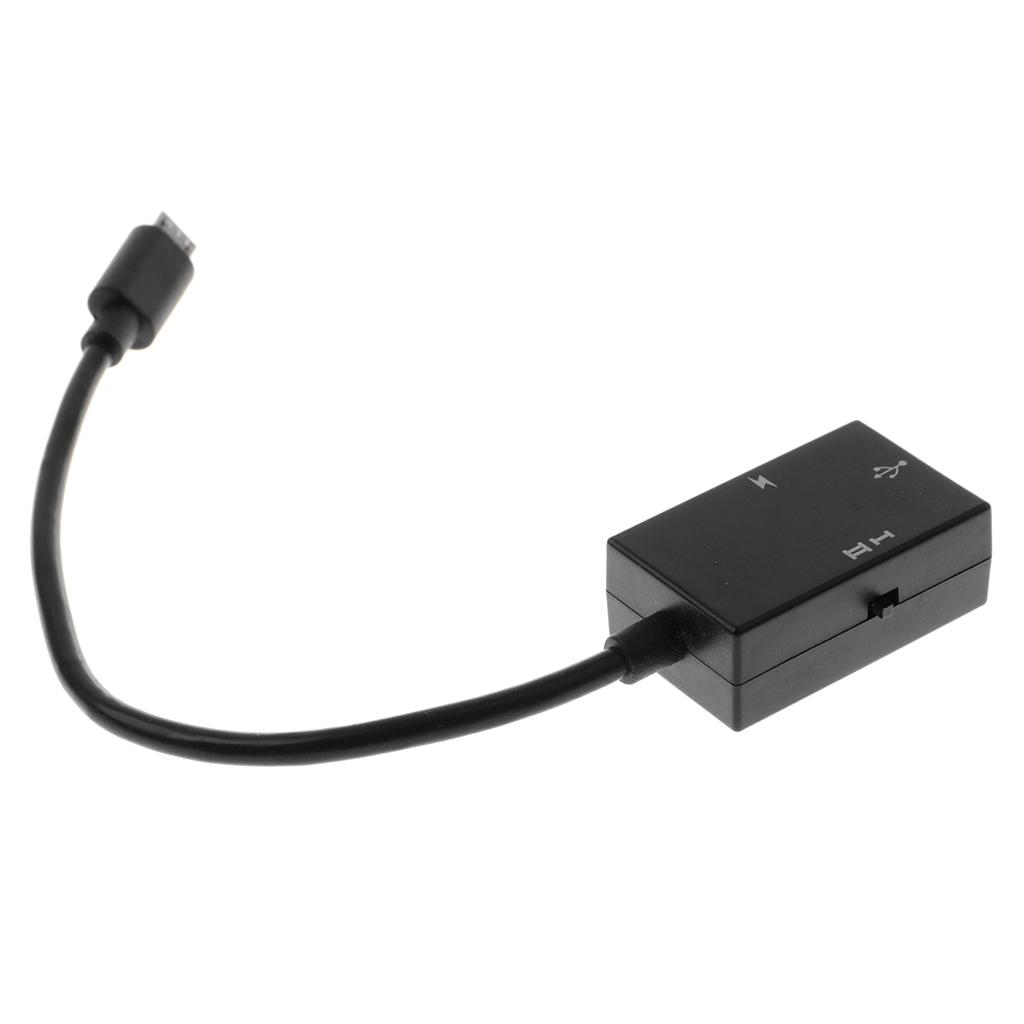 Micro USB Cable Male Host to USB Type-A & Micro USB Female OTG Adapter For Android Phone Tablet Black