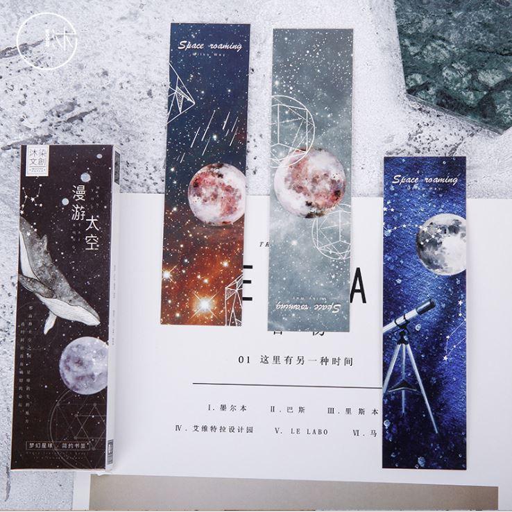 Hộp 30 Đánh Dấu Trang Sách Bookmark Du Hành Không Gian Space Roaming