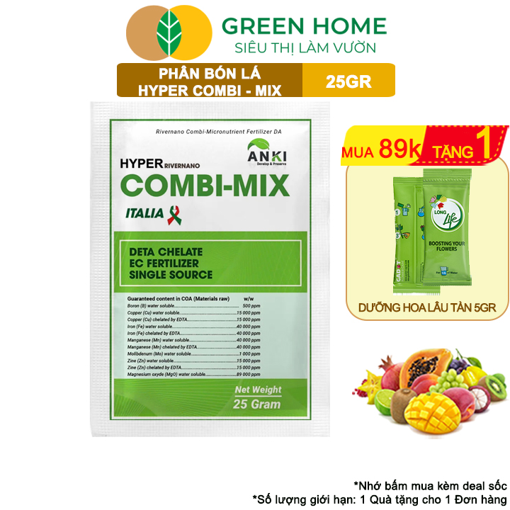 Phân Bón Trung Vi Lượng Hyper Combi-Mix GreenHome, Gói 25Gr, Bổ Sung Vi Lượng Cần Thiết Cho Cây Trồng