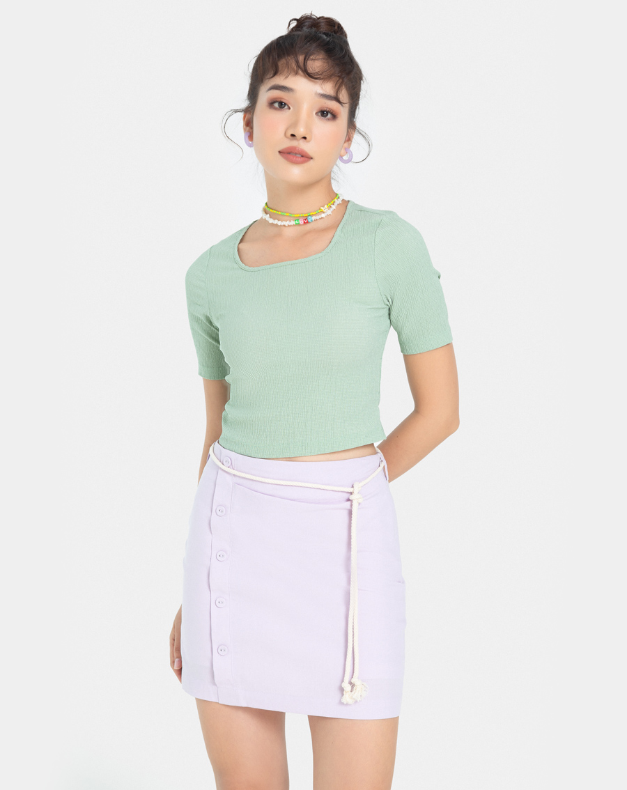 Váy Ngắn Thời Trang JUNO Mini Hàng Nút Lệch JNVNG007