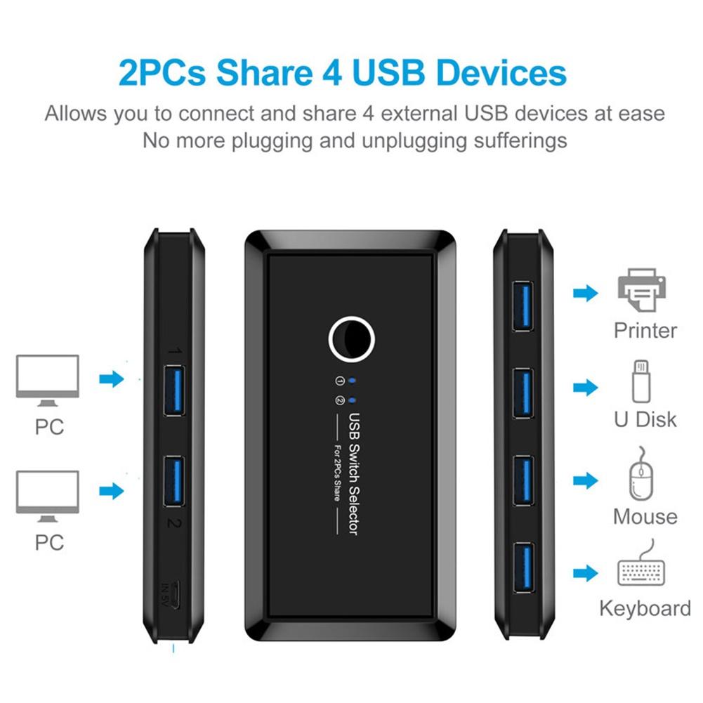 Bộ chia 2 cổng USB 3.0 4 cổng cho máy in chuột bàn phím