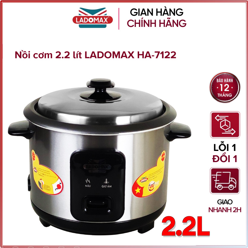 Nồi cơm điện nắp rời 2.2 lít Ladomax HA-7122 - Hàng chính hãng