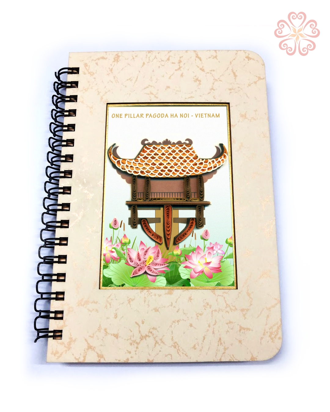 (SẢN PHẨM MỚI ! ) Sổ tay giấy xoắn nghệ thuật Chùa 1 Cột size 10.7x16cm