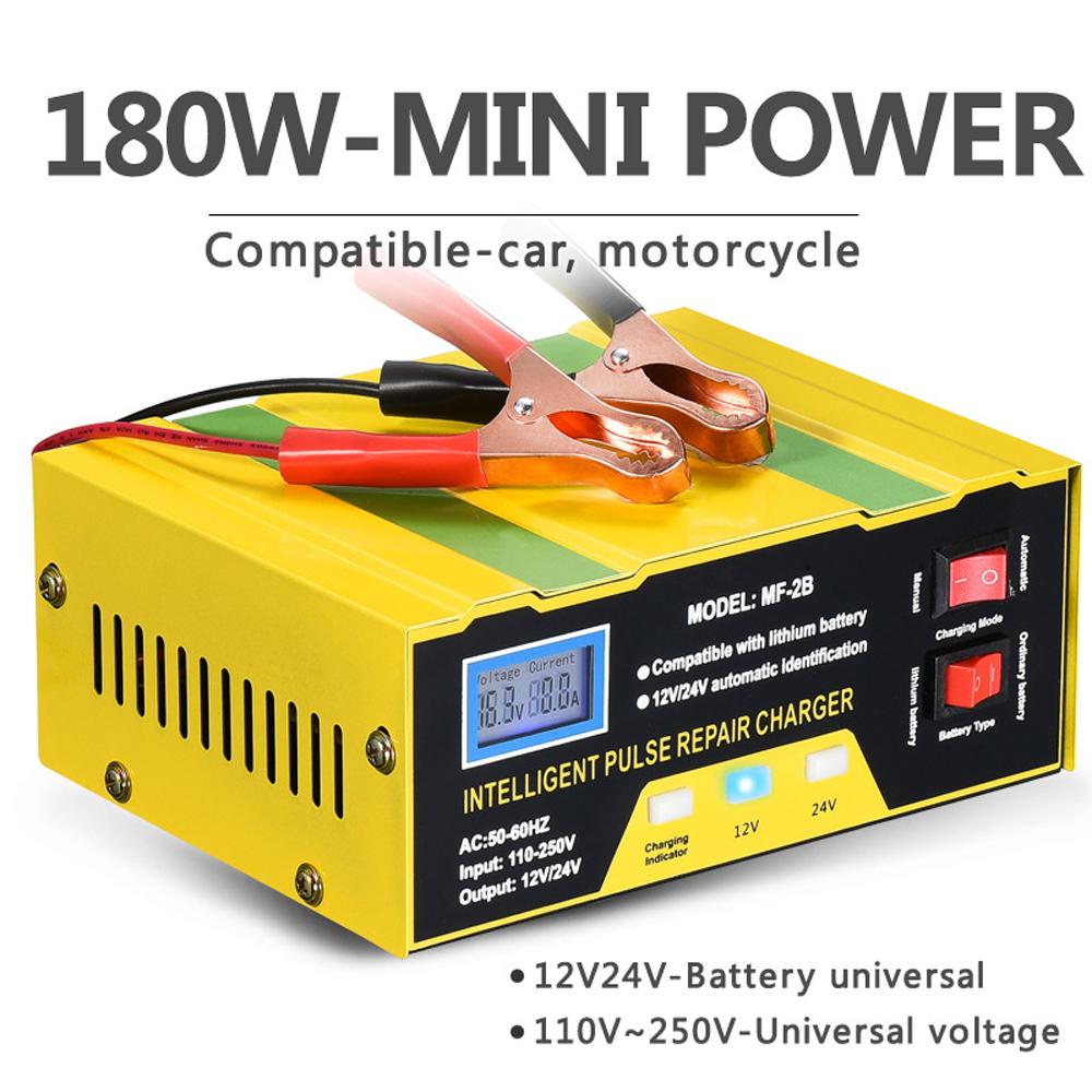 Car Battery Chargers 12V/24V Intelligent Pulse Repairing Charge Device Automotive Battery Trickle Maintainer for Car Truck Motorcycle Battery Leadacid Battery Lithium Battery