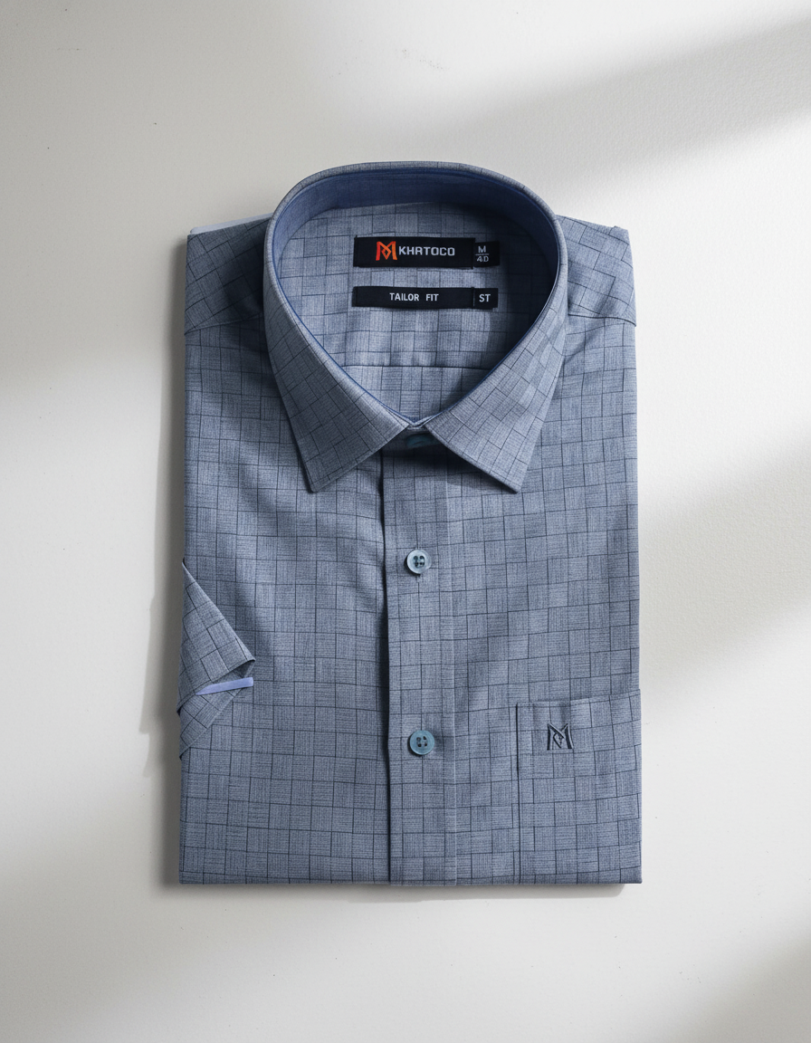 Áo sơ mi tay ngắn Khatoco LAI NGANG  (SIZE M-3XL)