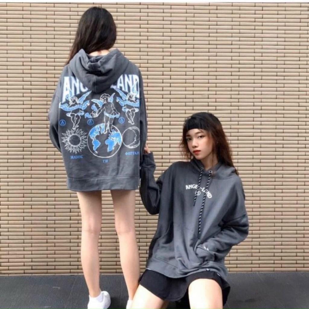 Áo Hoodie Nỉ Bông Ngoại ANGLE LAND Form Rộng Unisex Nam Nữ Ulzzang, Áo Hoodie Nỉ Lót Bông form rộng