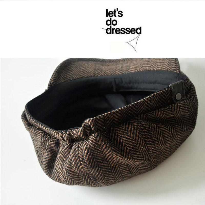 Unisex Thu Đông Newsboy Mũ Lưỡi Trai Nam Nữ Ấm Áp Tweed Hình Bát Giác Mũ Dành Cho Nam Thám Tử Nón Retro Dẹt Mũ Chapeau