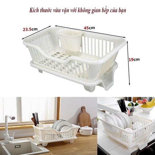 Rổ úp chén dĩa bằng nhựa có khay thoát nước