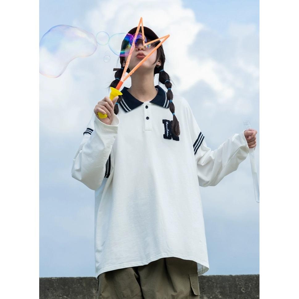 Áo polo dài tay MEANSTORE phông Unisex nam nữ tee oversize form rộng pull Ulzzang Hàn Quốc vải mềm