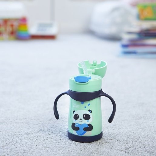 Bình uống nước Inox giữ nhiệt có ống hút và tay cầm cho bé Tommee Tippee 280ml từ 12 tháng
