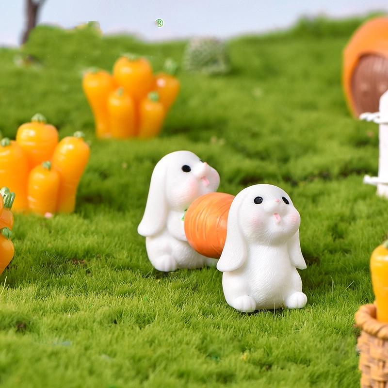 Tiểu cảnh mini ️ Mô hình thỏ con làm trang trại đáng yêu trang trí tiểu cảnh sen đá, sân vườn, terrarium