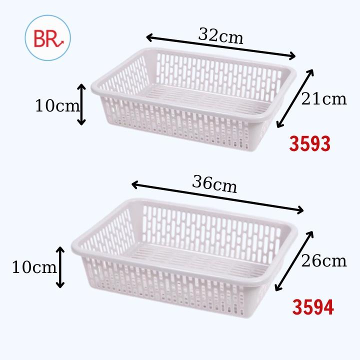 Rổ nhựa chữ nhật Việt Nhật (3593/3594) đựng đồ đa năng, tiện ích – Khay nhựa chữ nhật đựng đồ nhà bếp, tài liệu 01765