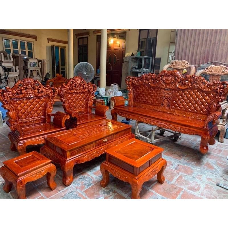 Bộ bàn ghế hoàng gia chất liệu gỗ xà cừ
