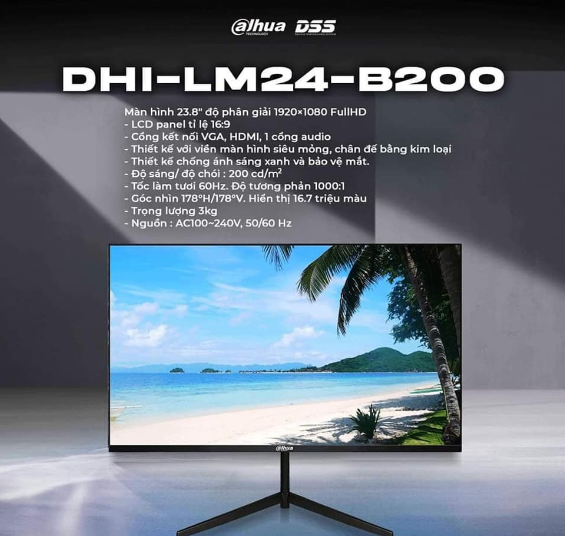 Màn hình Dahua DHI-LM24-B200 (23.8 inch/FHD/IPS/60Hz/6ms/200nits/HDMI+VGA+Audio)- Hàng chính hãng