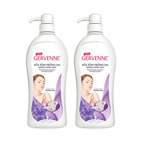 Combo 2 Sữa tắm Trắng da Hương nước hoa Gervenne Purple Lily (900g/chai)