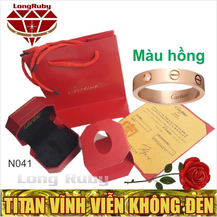 Nhẫn Nam Nữ Cartier Trắng, Vàng, Hồng | Nhẫn Catier Cặp Đôi Titan Đính Đá Lịch Lãm