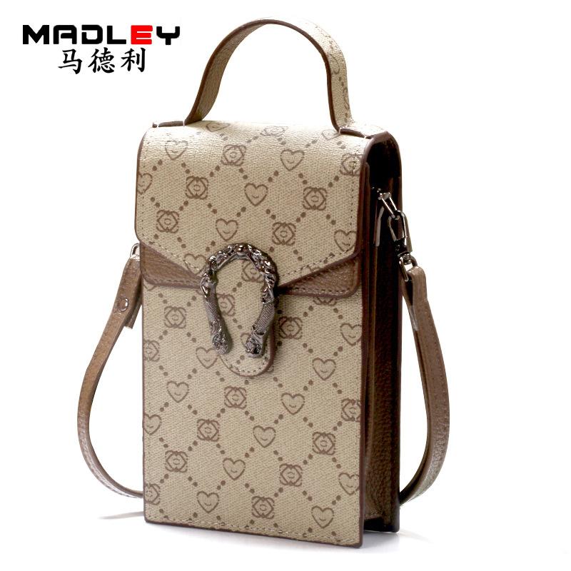 In Hình Nữ Đeo Vai Nữ Hình Vuông PU Da Vintage Nữ Đeo Chéo Túi Đeo Túi Đựng Điện Thoại Di Động Bolso Mujer