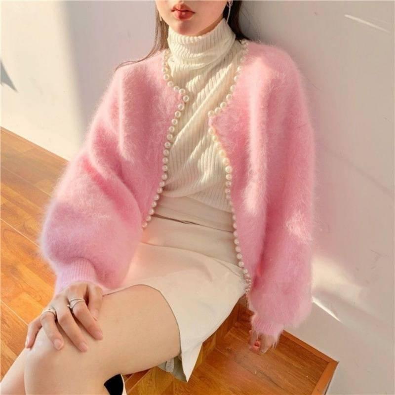 Áo len lông mềm cardigan dáng ngắn màu ngọt Hadu shop