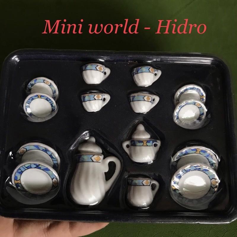 Bộ ấm chén mini trang trí nhà búp bê. Bộ ấm trà mini. Miniature. Bộ tách trà bằng sứ mini