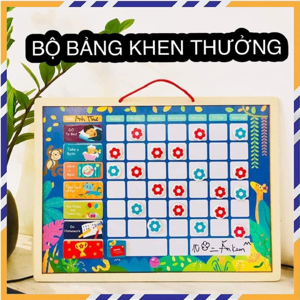 Đồ Chơi Trẻ Em, Bảng Khen Thưởng Kỷ Luật Cho Bé, Đồ Chơi Gỗ Bảng Sticker Có Nam Châm Giúp Bé Rèn Luyện Thói Quen Tốt