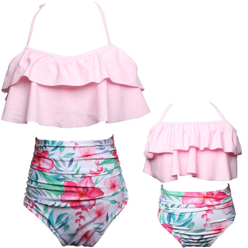 Phù Hợp Với Họ Mẹ Bơi Bikini Bộ 2021 Xù Đồ Bơi Cao Cấp Nữ Đồ Bơi Trẻ Em Kid Cho Bé Gái Đi Biển Áo Tắm