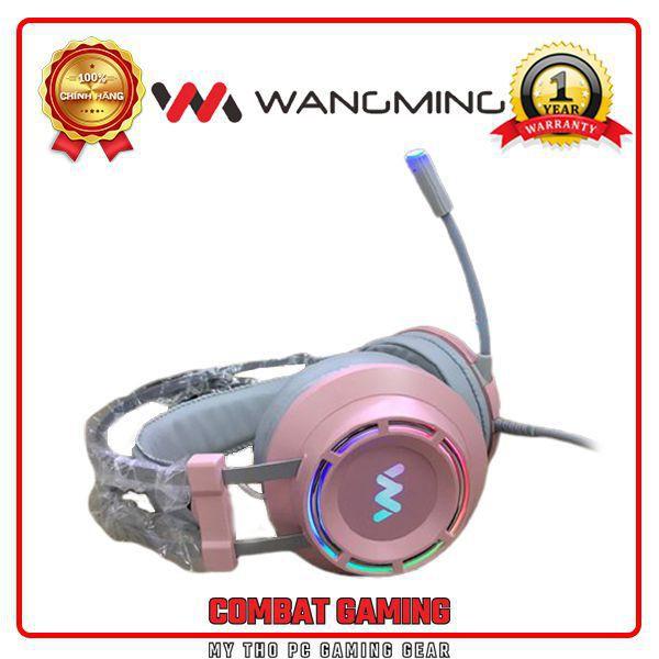 Tai Nghe Gaming WANGMING 9800s Pink 7.1 USB LED - Hàng Chính Hãng