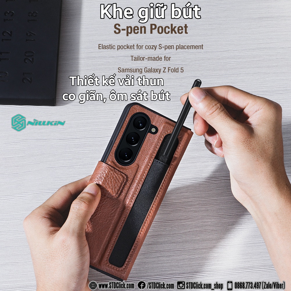 ỐP LƯNG DÀNH CHO ĐIỆN THOẠI SAMSUNG GALAXY Z FOLD 5 5G - Z FOLD 4 5G NILLKIN AOGE CÓ KHE GIỮ BÚT