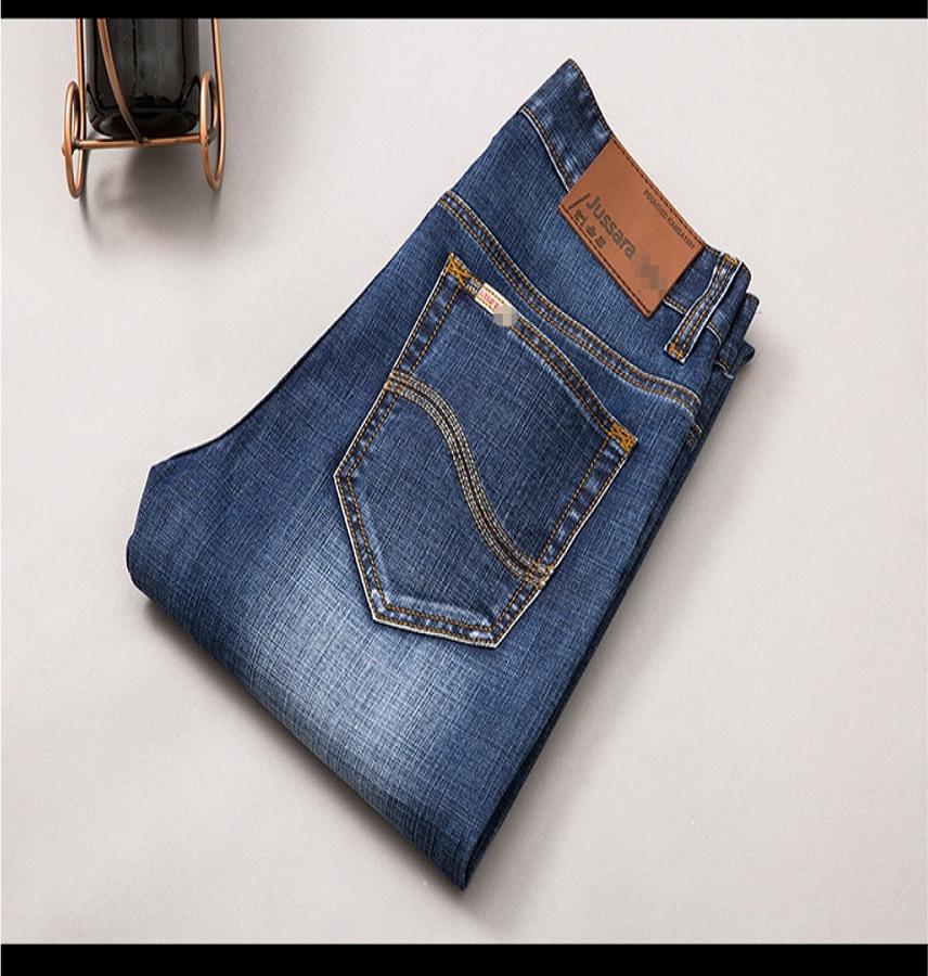 Quần Jeans Nam 2019 Ống Suông Co Giãn Tốt Túi Chéo Phong Cách Doanh Nhân