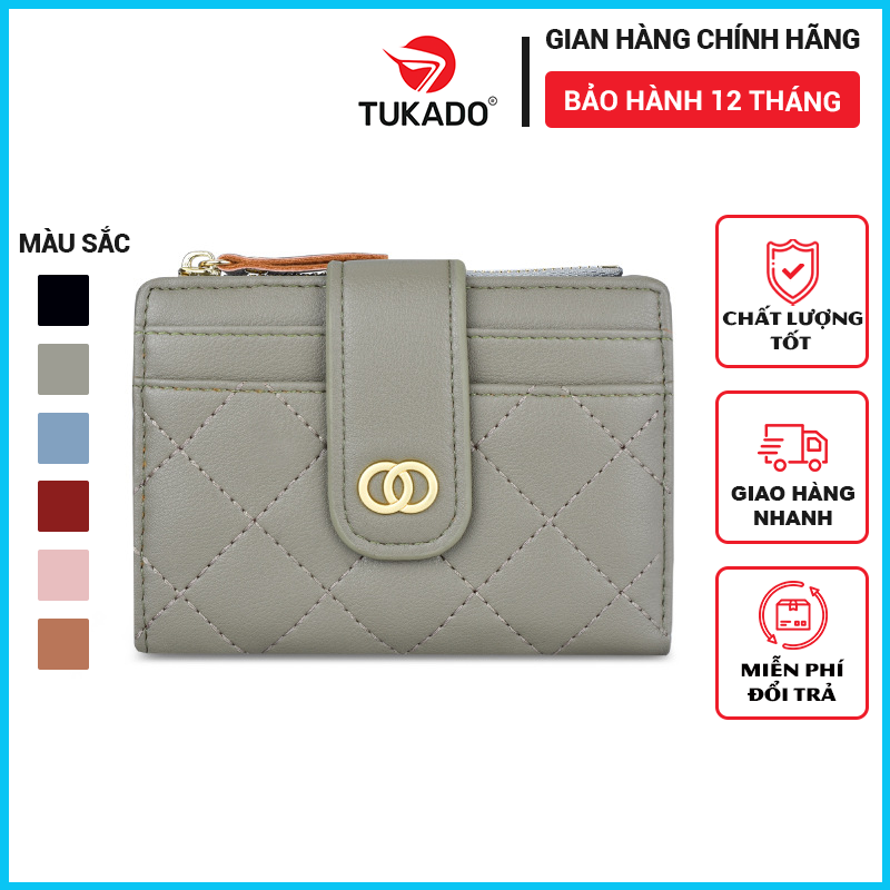 Ví Nữ Ngắn Mini Cầm Tay Chính Hãng Tailian Đựng Tiền Đựng Thẻ Kẻ Caro Xinh Xắn Da Cao Cấp Tl12 - T2602 - 113 Xám