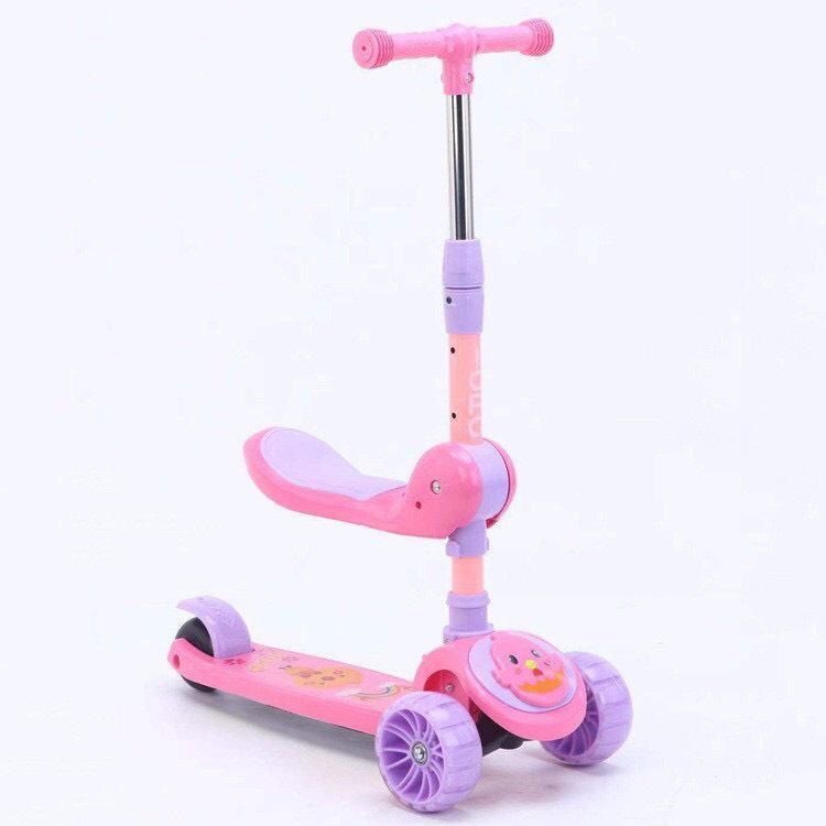 Xe Scooter, Xe Trượt Cho Bé Bánh Có Đèn ,Có Nhạc, có ghế 3 in 1 - HCM