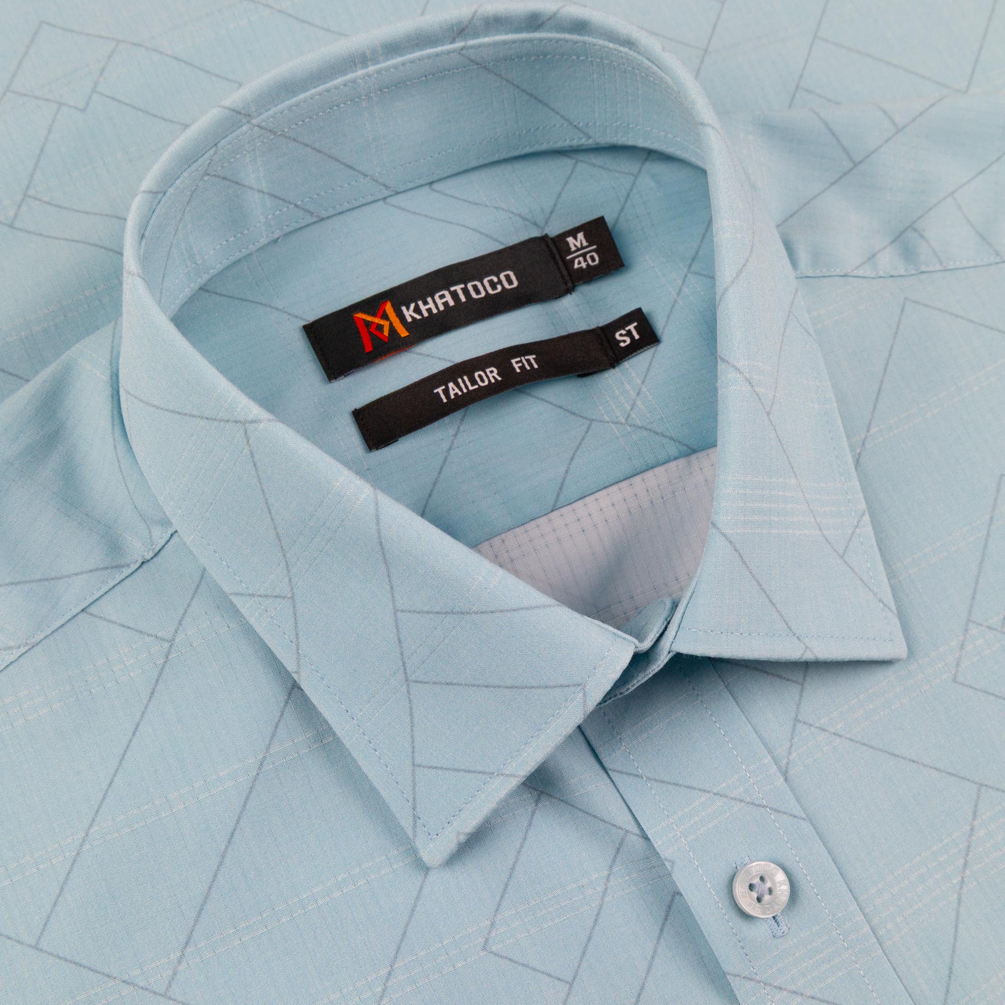 Áo sơ mi nam KHATOCO Tailor Fit ngắn tay A1MN518T2-CNIN730-2703-N