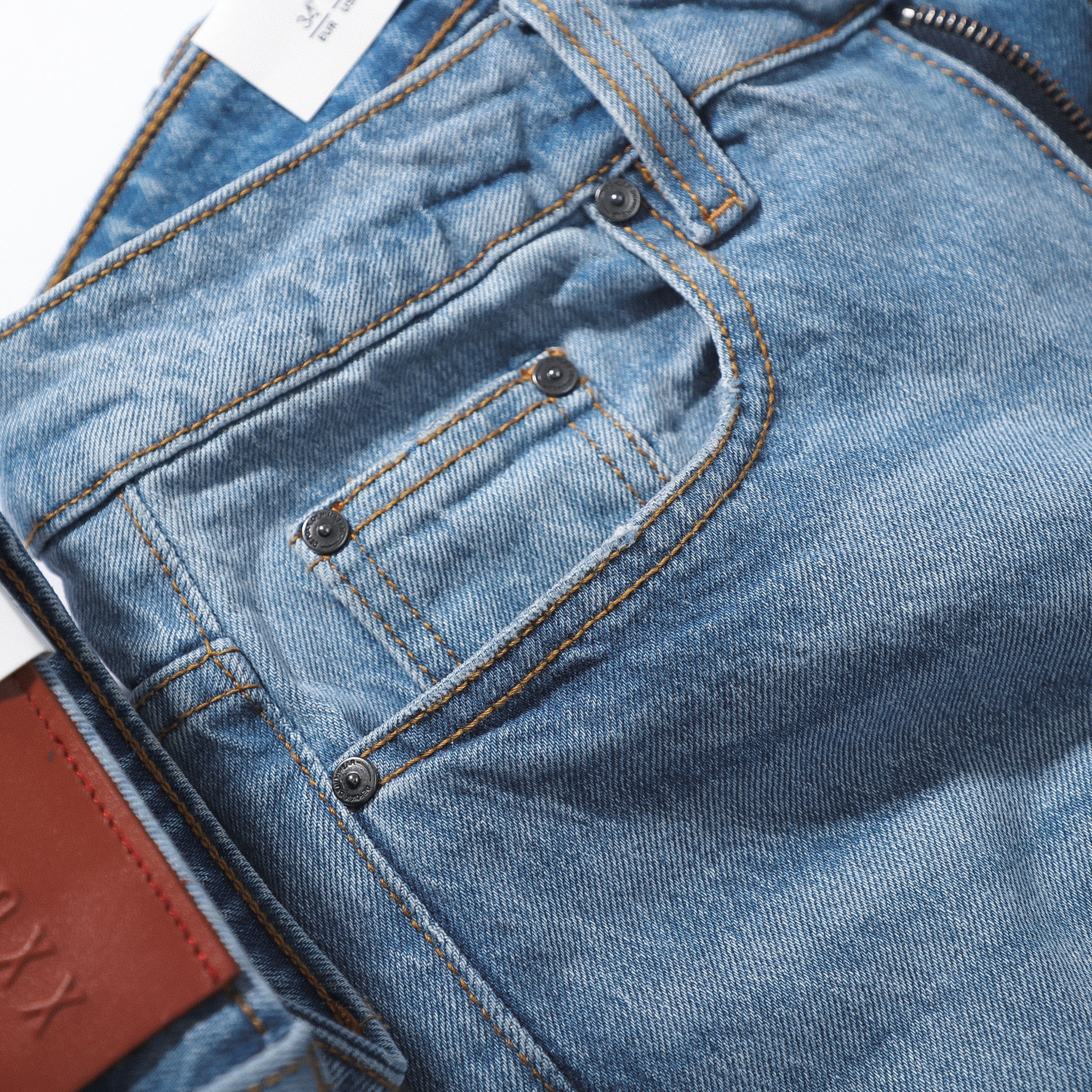 Quần jeans xanh nhạt wash rách DF form slimfit 220701 - Quần jean nam cao cấp | LASTORE MENSWEAR